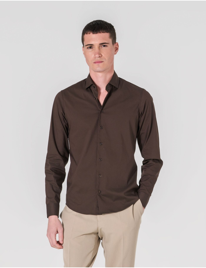 CAMISA STRETCH CASTANHA