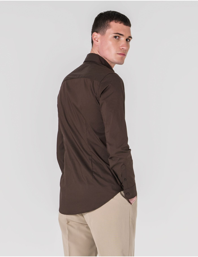 CAMISA STRETCH CASTANHA