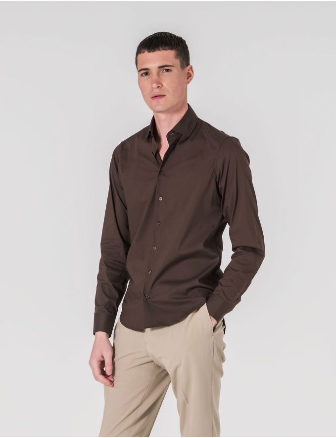 CAMISA STRETCH CASTANHA
