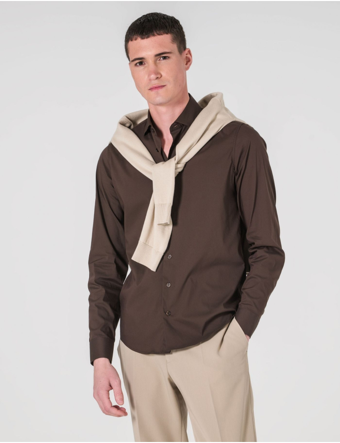 CAMISA STRETCH CASTANHA