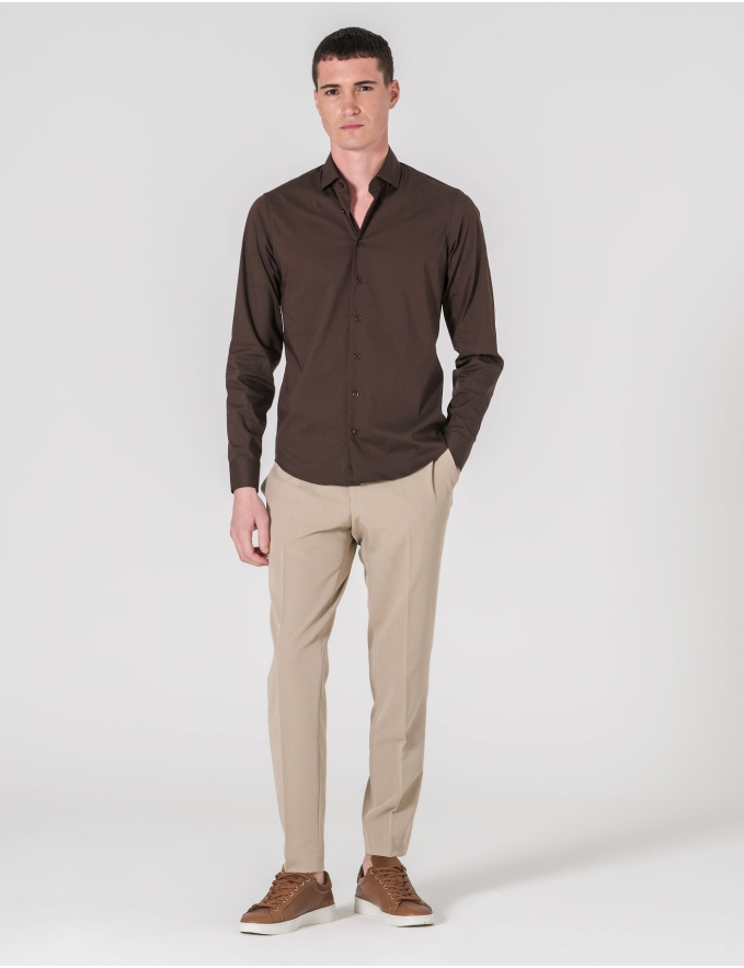 CAMISA STRETCH CASTANHA