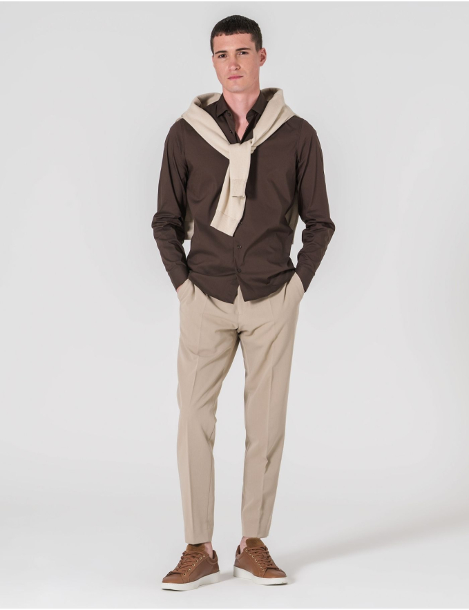 CAMISA STRETCH CASTANHA
