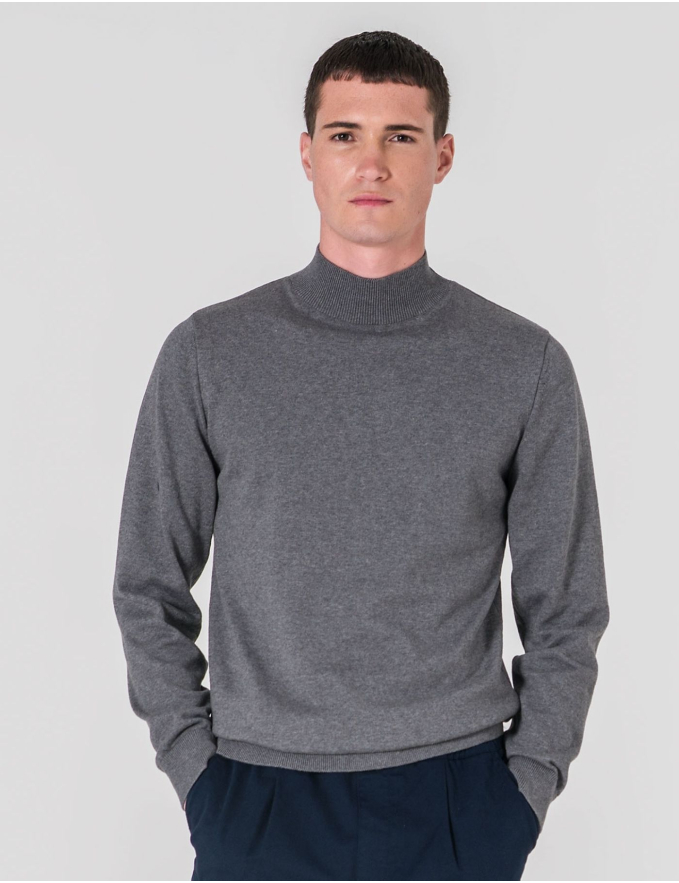 CAMISOLA MEIA GOLA CINZA