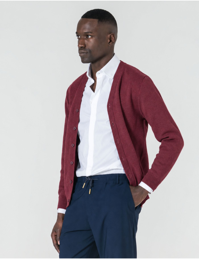 CARDIGAN DE BOTÕES BORDEAUX