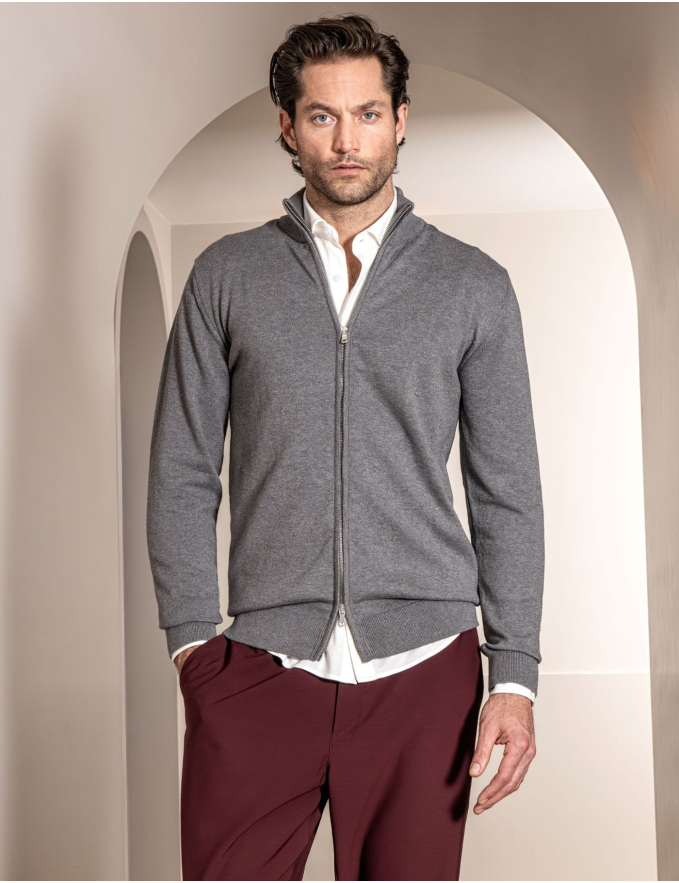 CARDIGAN DE FECHO CINZA