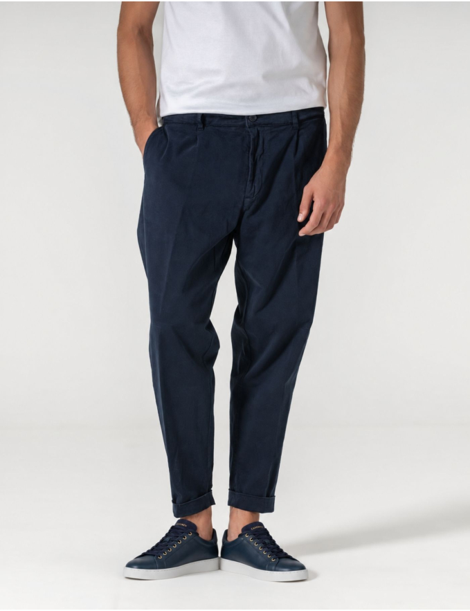 CALÇA CHINO CROPPED FIT VIROLA AZUL