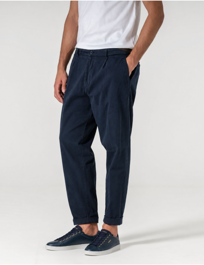 CALÇA CHINO CROPPED FIT VIROLA AZUL