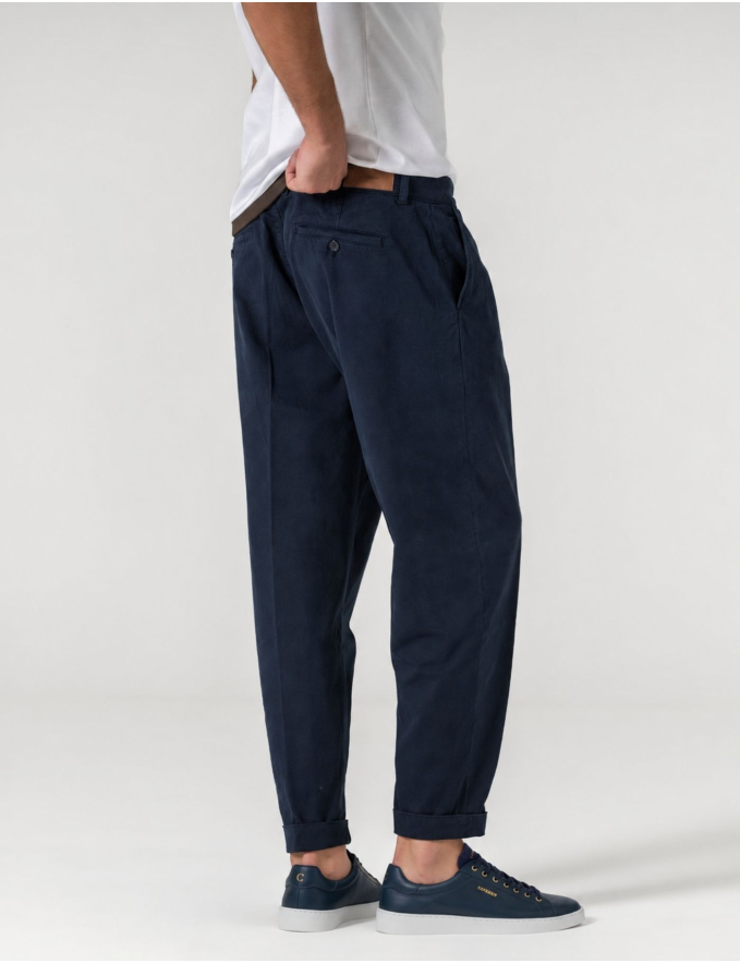 CALÇA CHINO CROPPED FIT VIROLA AZUL