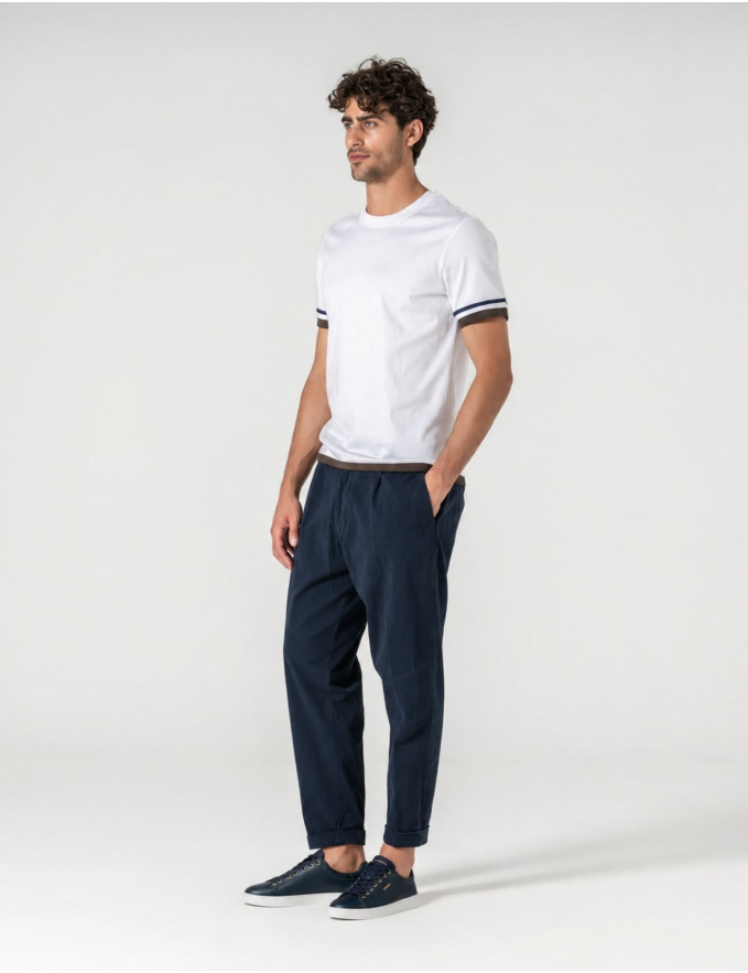 CALÇA CHINO CROPPED FIT VIROLA AZUL
