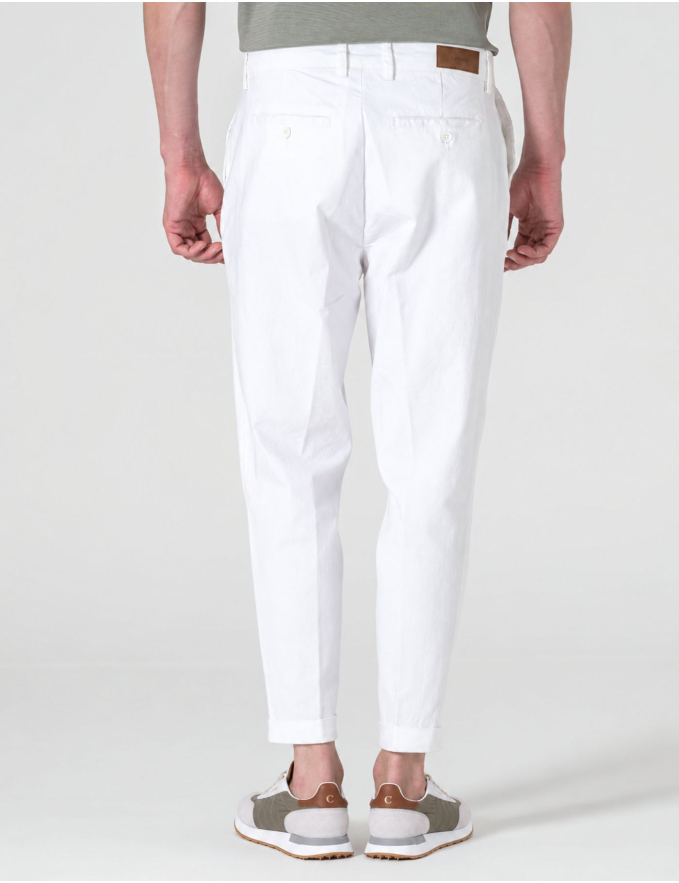 CALÇA CHINO CROPPED FIT VIROLA BRANCA