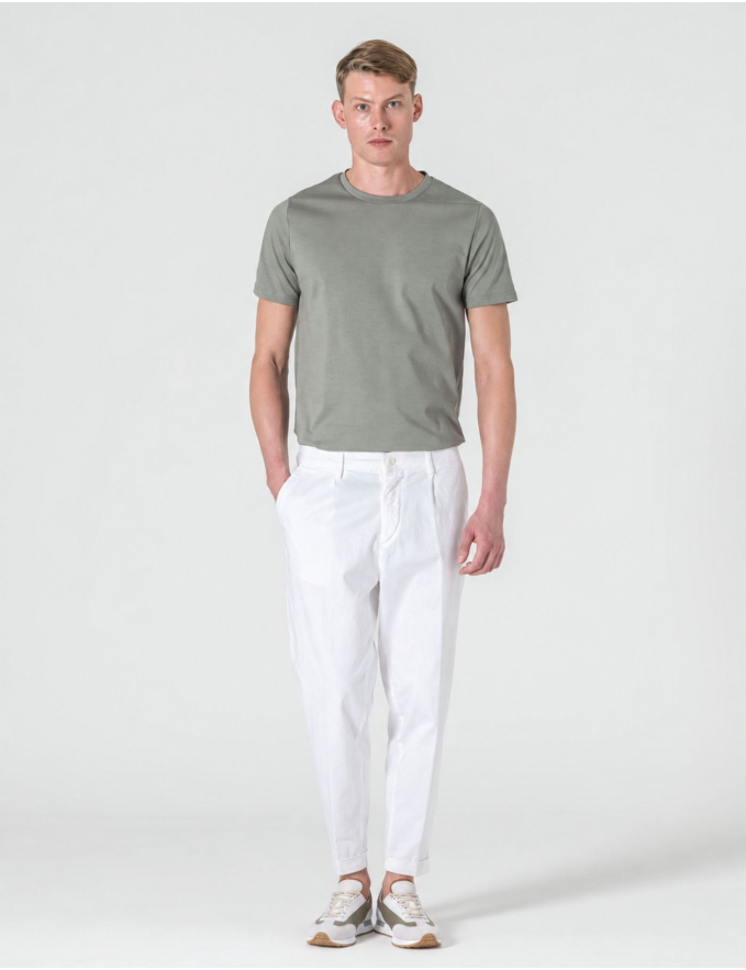 CALÇA CHINO CROPPED FIT VIROLA BRANCA