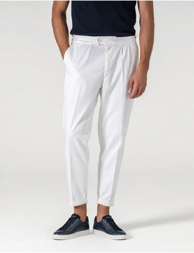 CALÇA CHINO CROPPED FIT PREGA DUPLA BRANCA