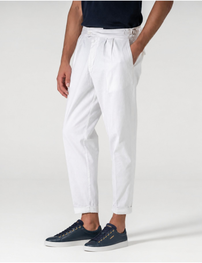 CALÇA CHINO CROPPED FIT PREGA DUPLA BRANCA