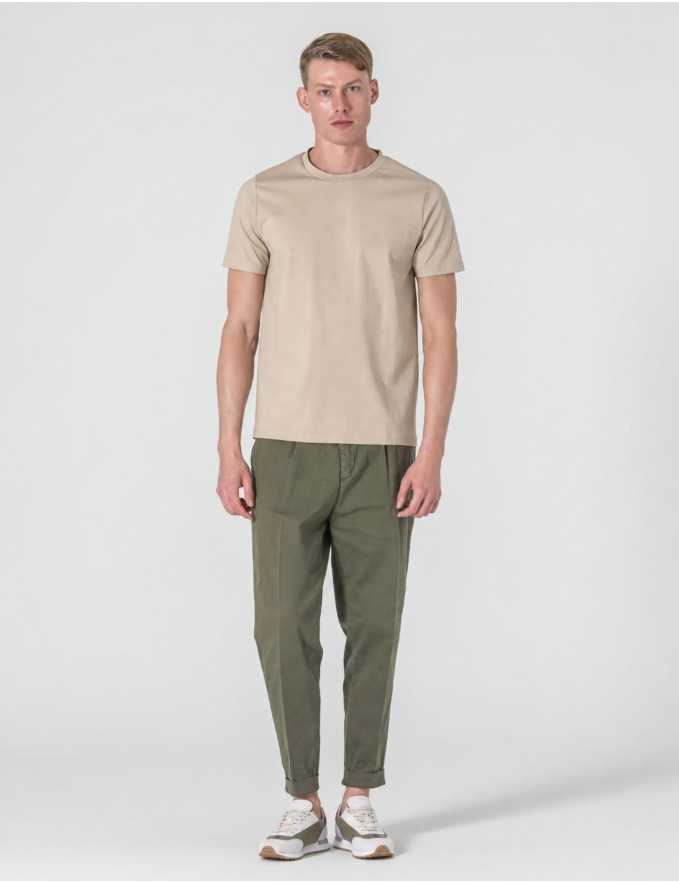 CALÇA CHINO CROPPED FIT VIROLA VERDE OLIVA