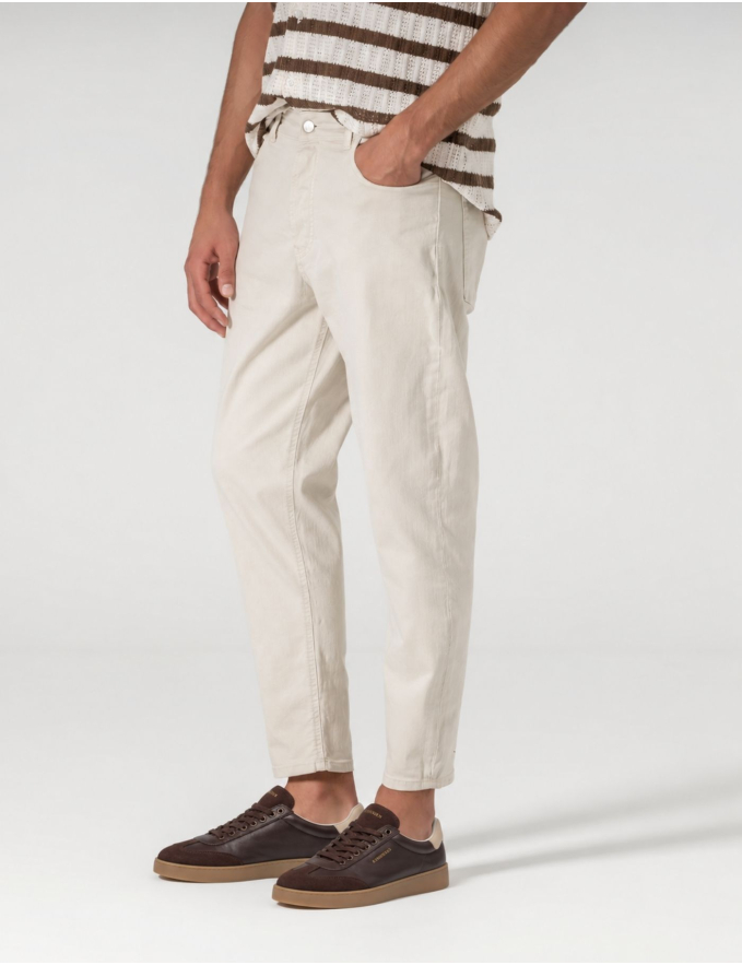 CALÇA DE GANGA CROPPED FIT BEGE