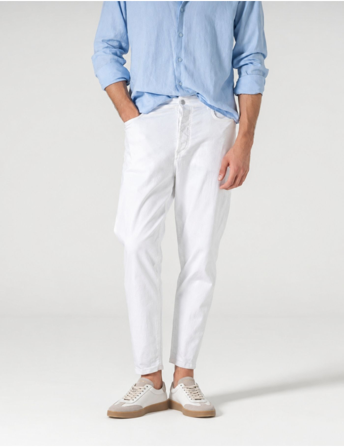 CALÇA DE GANGA CROPPED FIT BRANCA