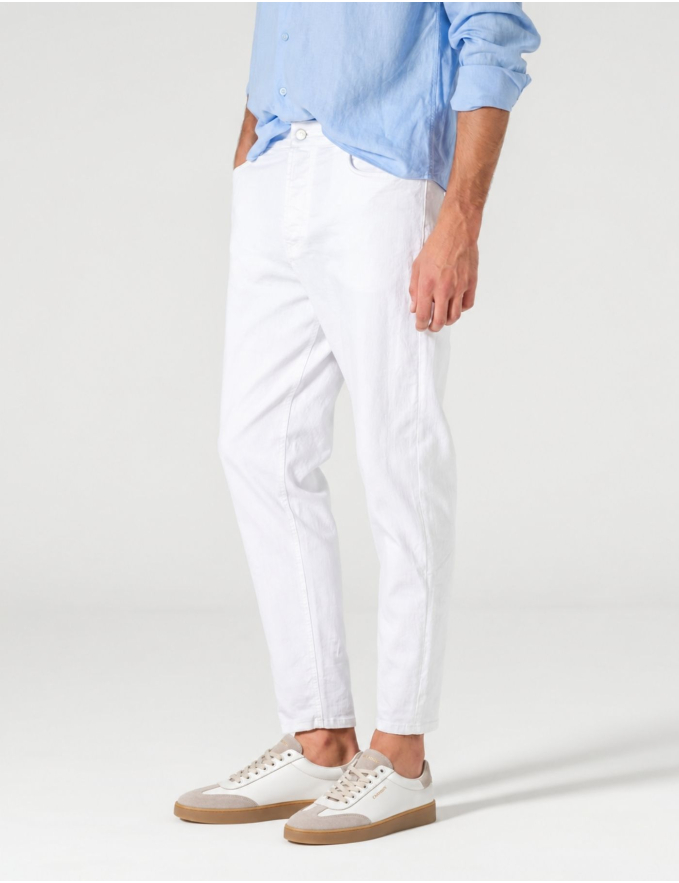 CALÇA DE GANGA CROPPED FIT BRANCA