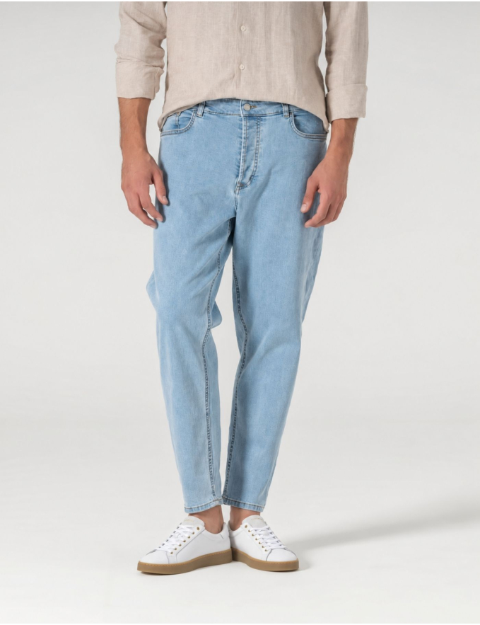 CALÇA DE GANGA CROPPED FIT AZUL CLARO