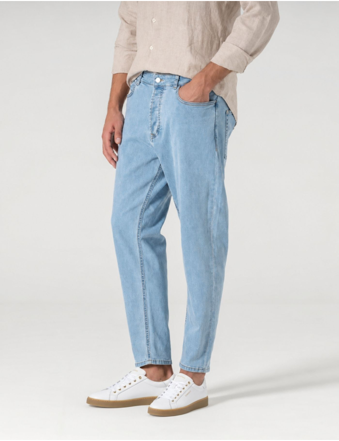 CALÇA DE GANGA CROPPED FIT AZUL CLARO