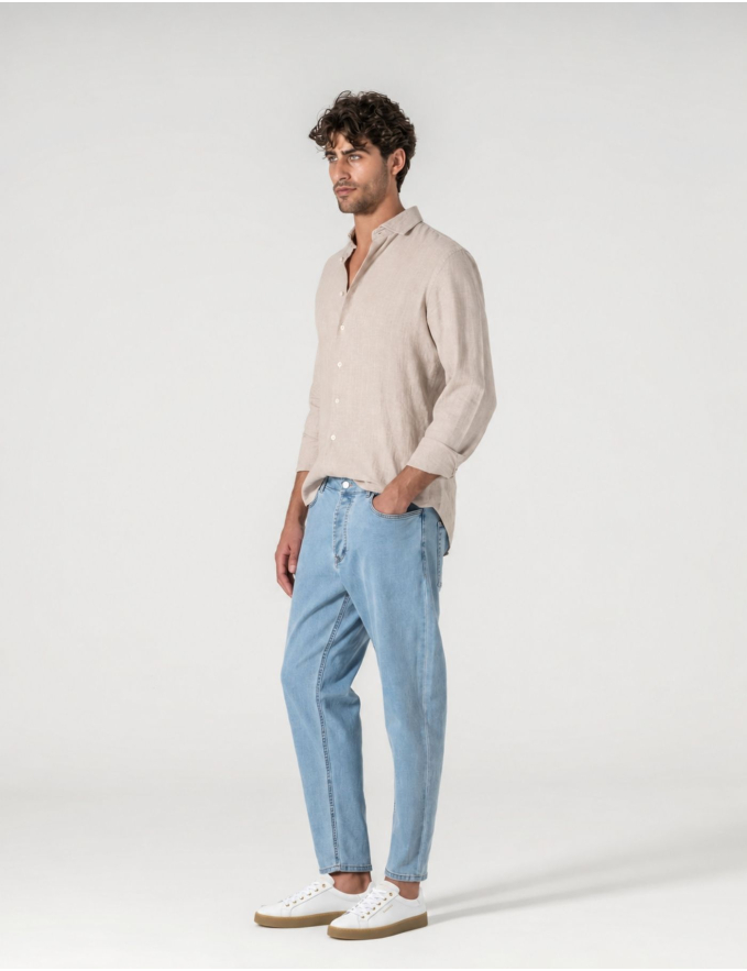 CALÇA DE GANGA CROPPED FIT AZUL CLARO