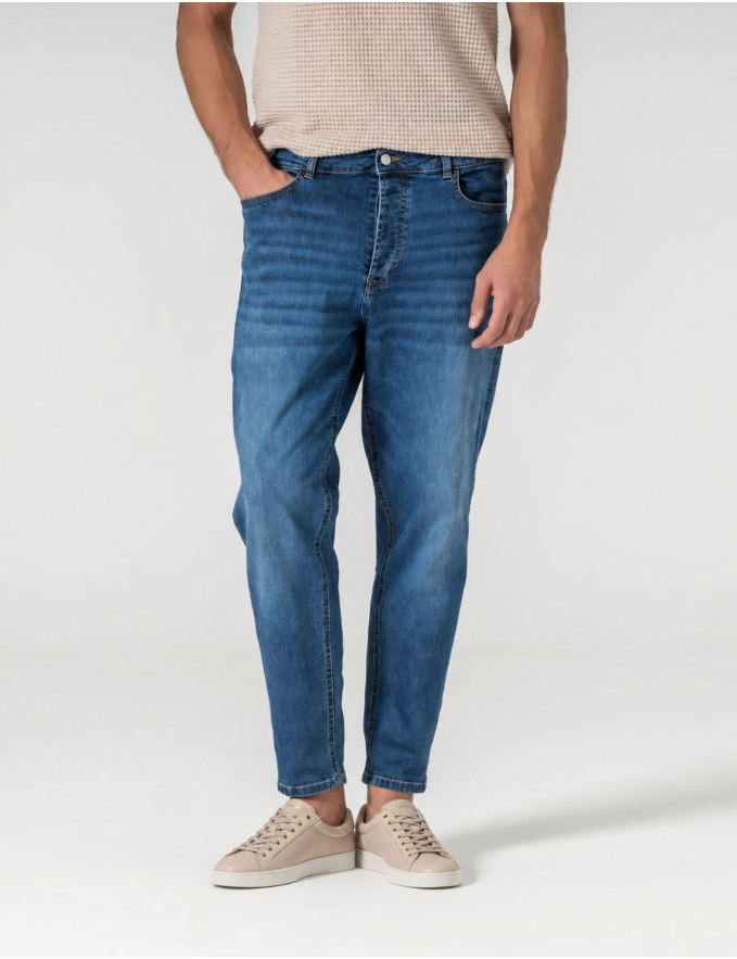 CALÇA DE GANGA CROPPED FIT AZUL MÉDIO
