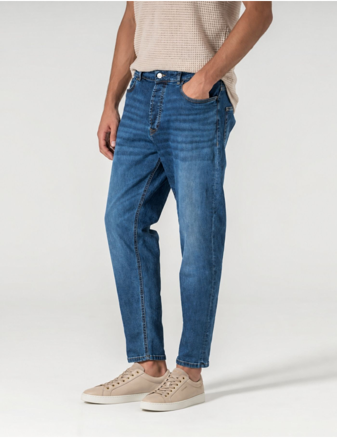 CALÇA DE GANGA CROPPED FIT AZUL MÉDIO