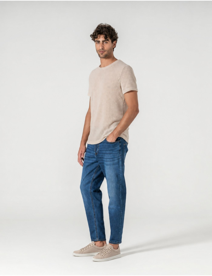 CALÇA DE GANGA CROPPED FIT AZUL MÉDIO