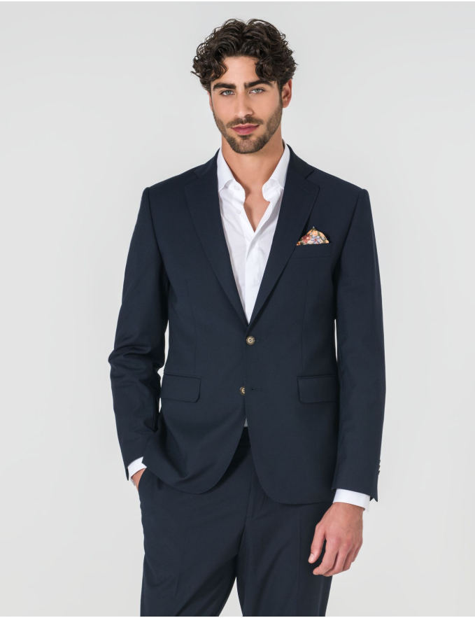 FATO SLIM FIT AZUL ESCURO (PICK STITCH)