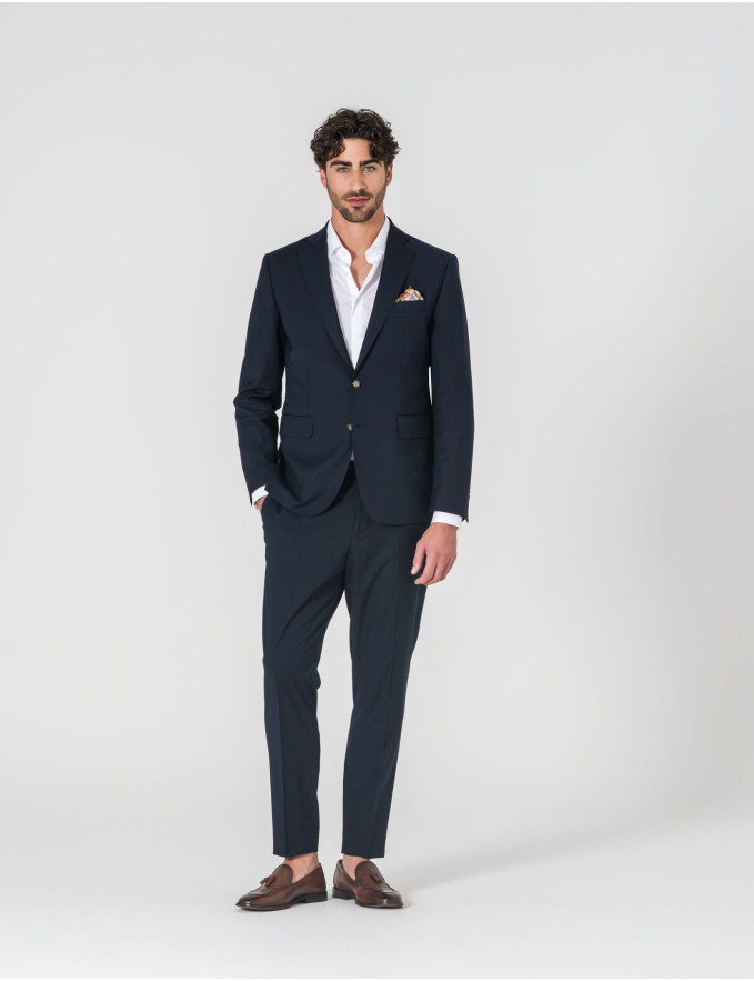 FATO SLIM FIT AZUL ESCURO (PICK STITCH)
