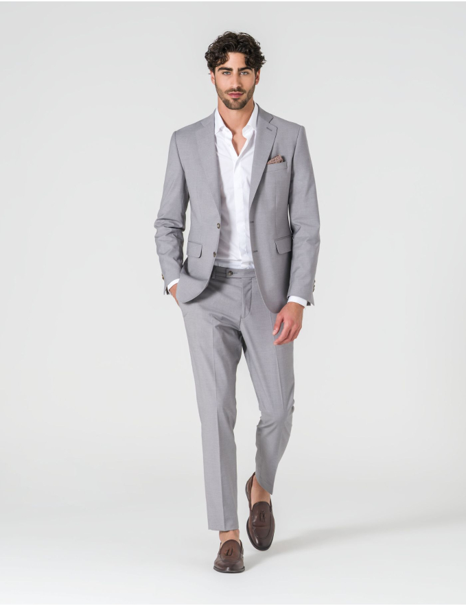 FATO SLIM FIT CINZA CLARO (PICK STITCH)