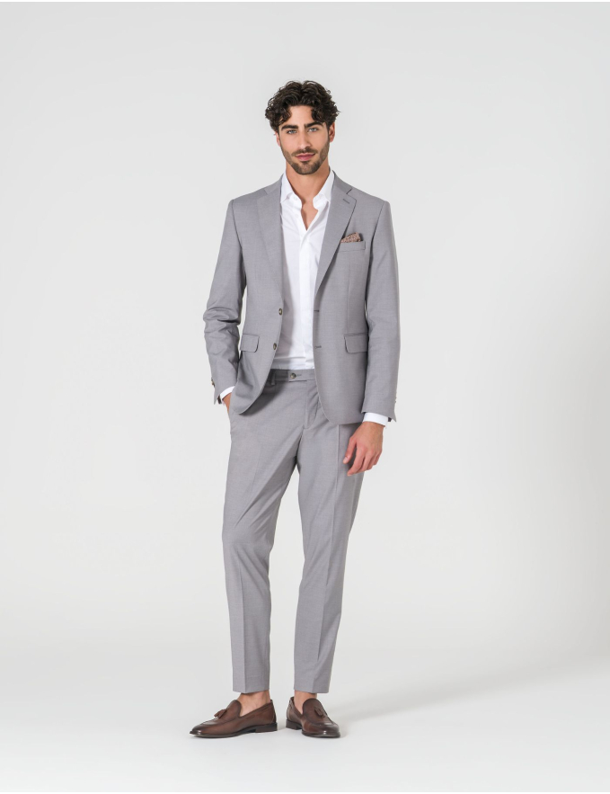 FATO SLIM FIT CINZA CLARO (PICK STITCH)