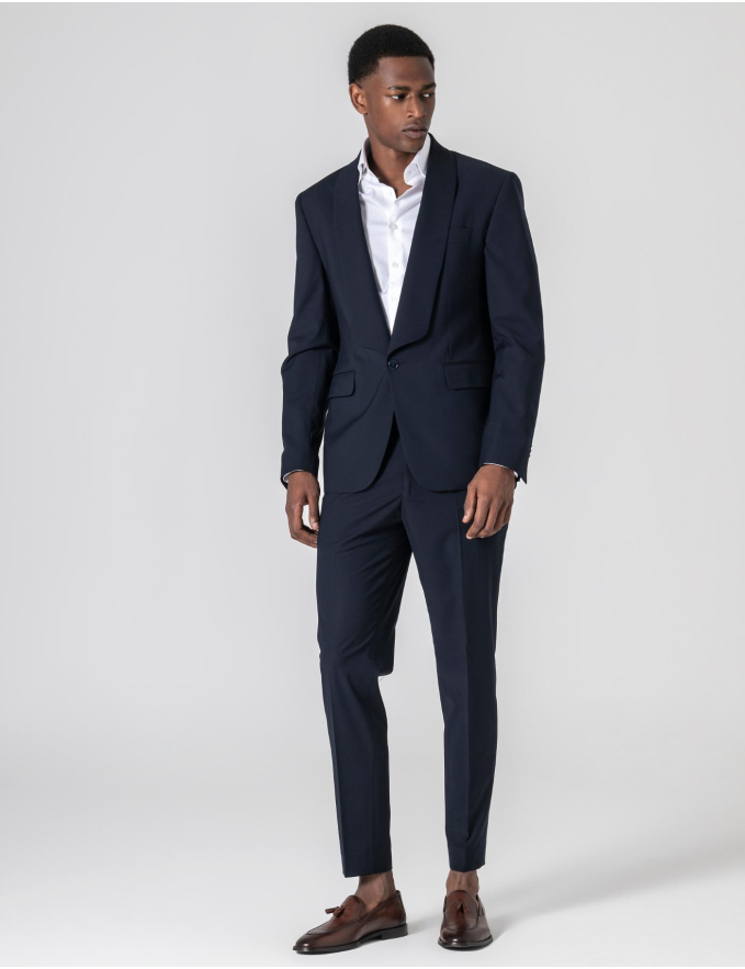 FATO SLIM FIT MIDNIGHT BLUE LAPELA SHAWL