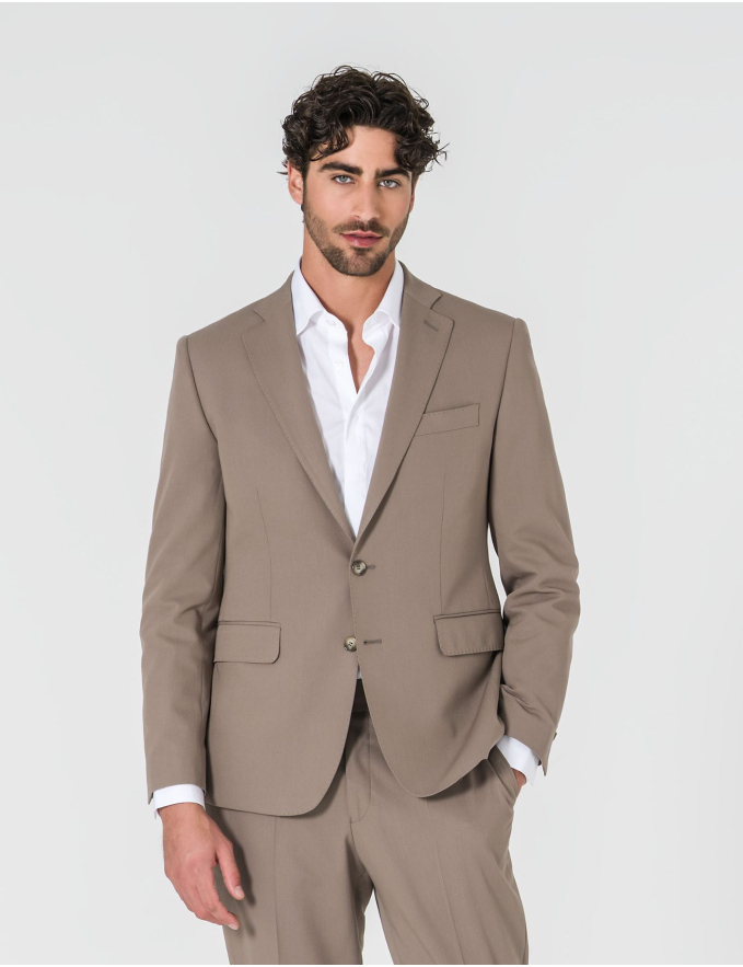 FATO SLIM FIT BEGE ESCURO (PICK STITCH)