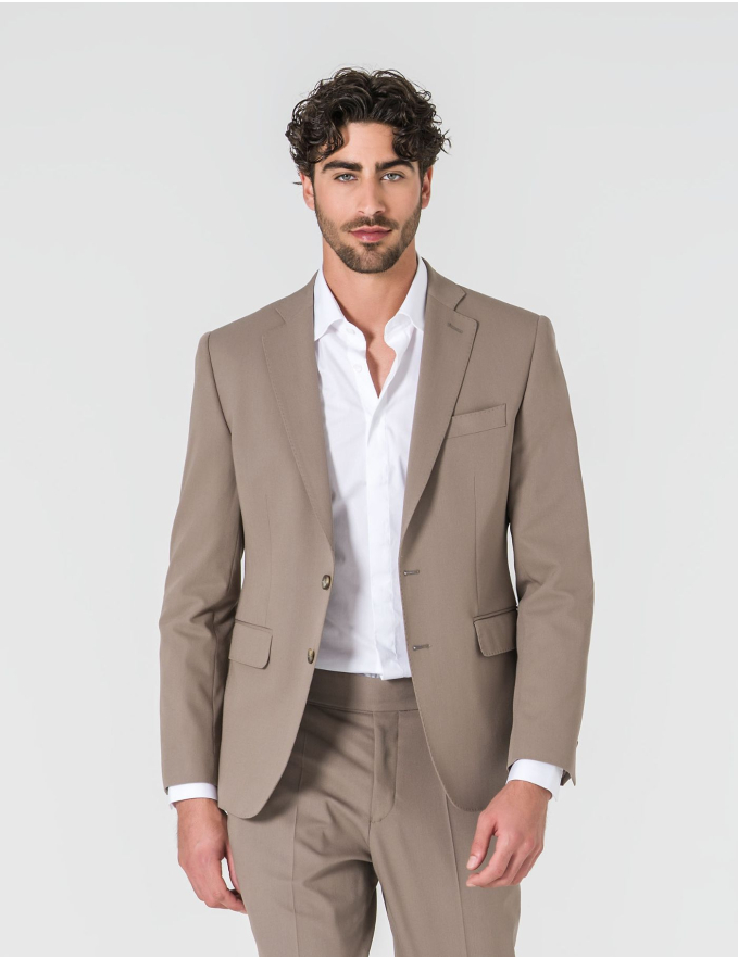 FATO SLIM FIT BEGE ESCURO (PICK STITCH)