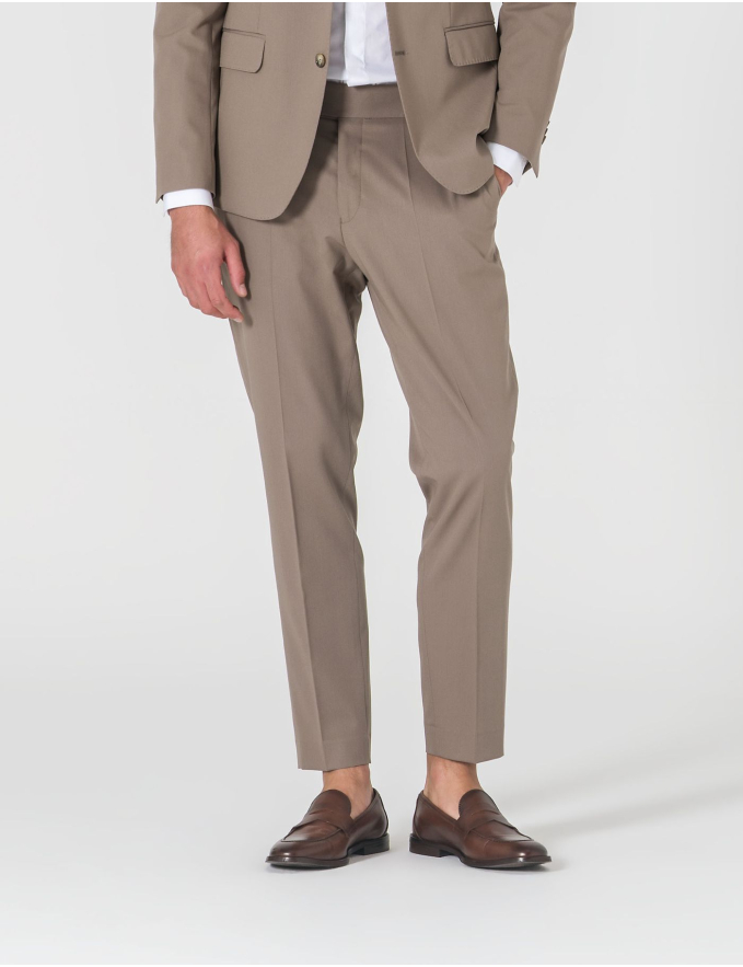 FATO SLIM FIT BEGE ESCURO (PICK STITCH)