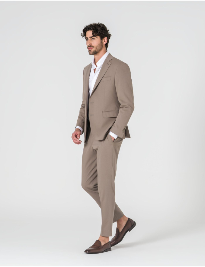 FATO SLIM FIT BEGE ESCURO (PICK STITCH)