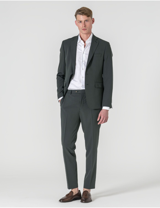 FATO SLIM FIT VERDE ESCURO (PICK STITCH)
