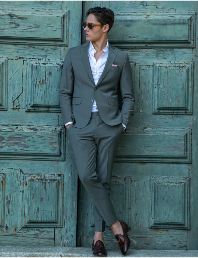 FATO SLIM FIT VERDE SECO (PICK STITCH)