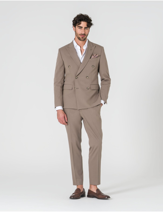 FATO TRESPASSE SLIM FIT BEGE ESCURO (PICK STITCH)