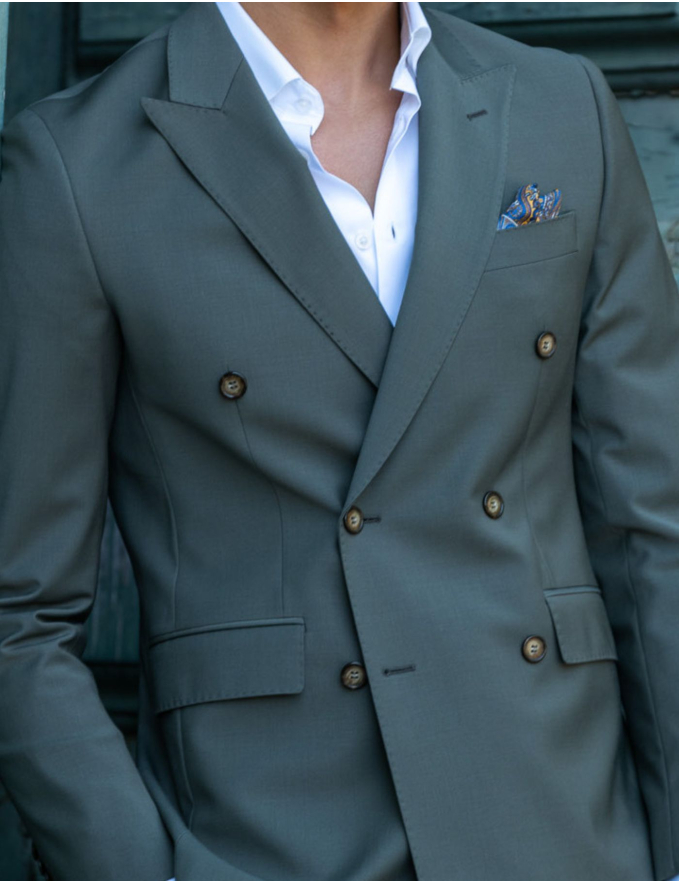 FATO TRESPASSE SLIM FIT VERDE SECO (PICK STITCH)