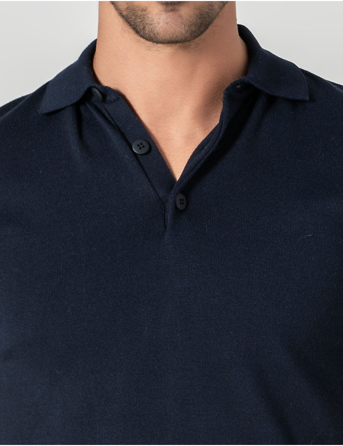 POLO C/ BOTÕES AZUL MARINHO