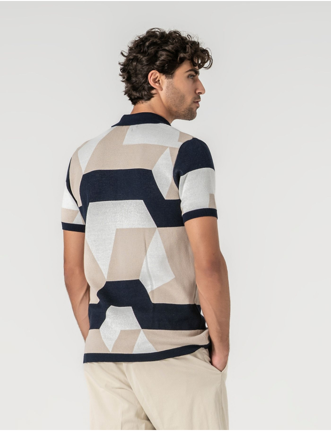 POLO CAMISEIRO JACQUARD BEGE