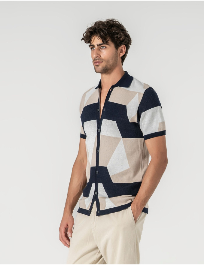 POLO CAMISEIRO JACQUARD BEGE