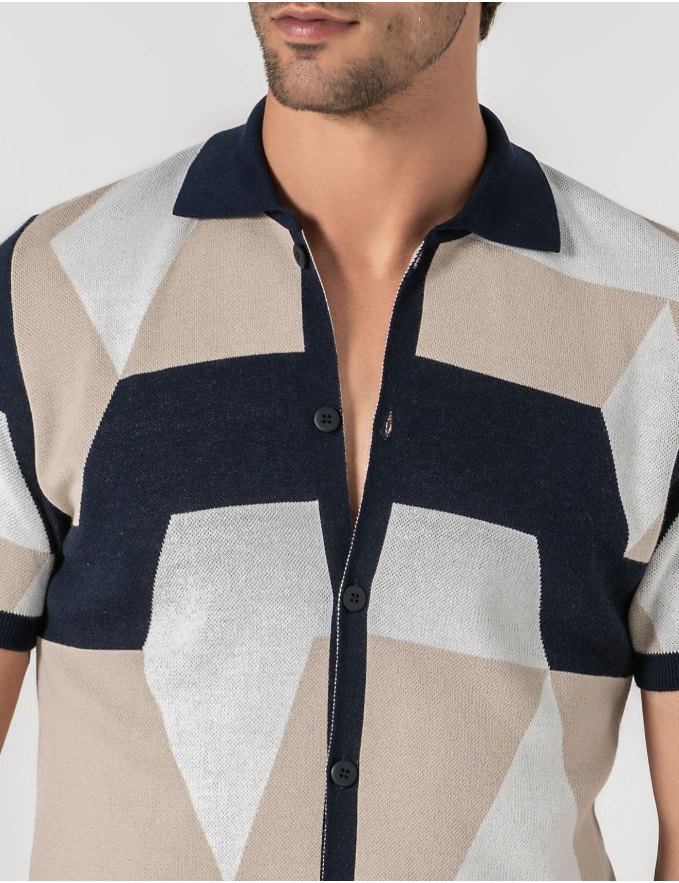 POLO CAMISEIRO JACQUARD BEGE