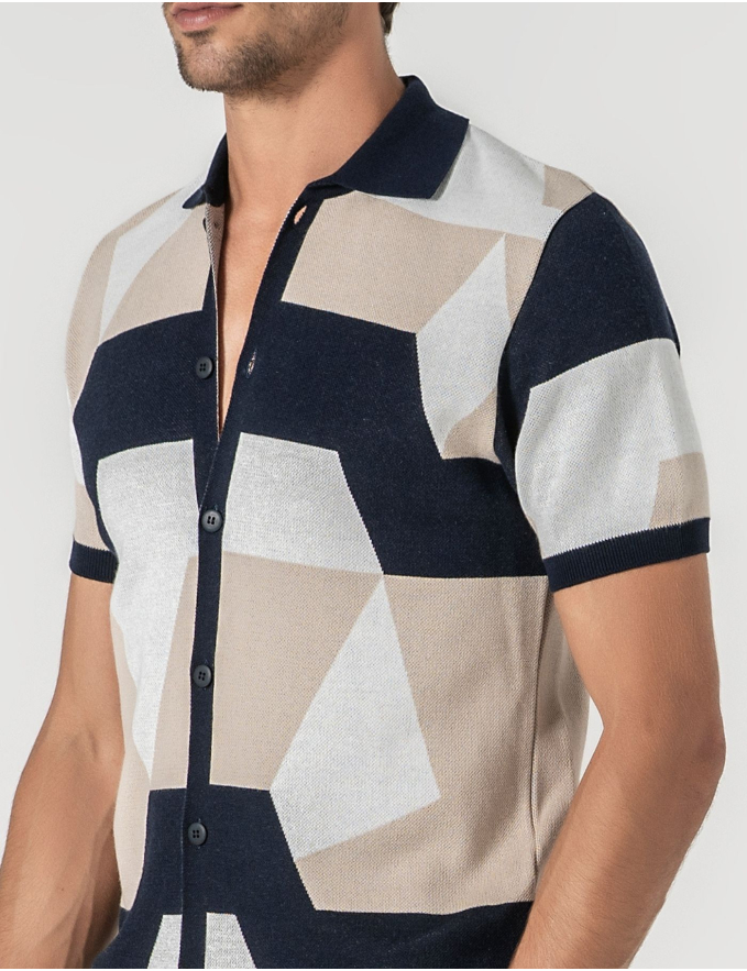 POLO CAMISEIRO JACQUARD BEGE
