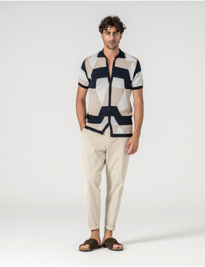 POLO CAMISEIRO JACQUARD BEGE