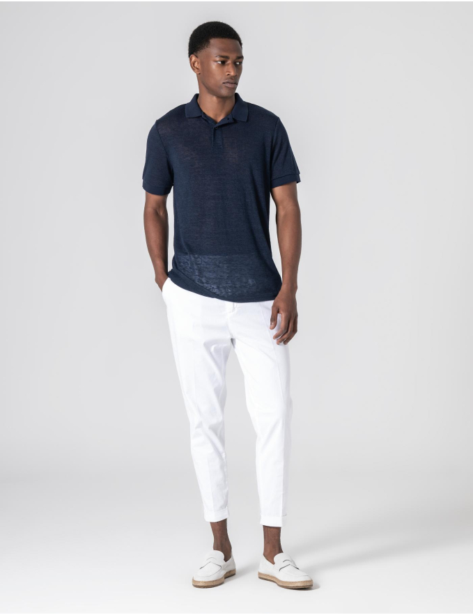 POLO DE LINHO SLIM FIT AZUL