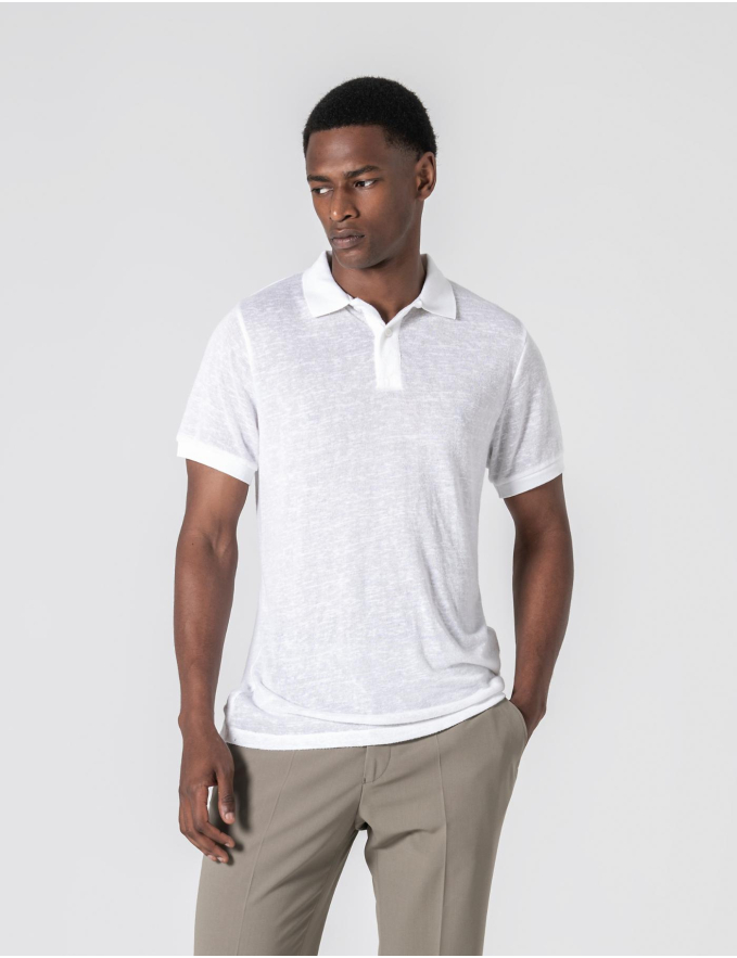 POLO DE LINHO SLIM FIT BRANCO