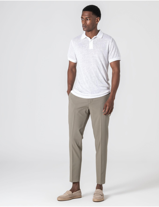 POLO DE LINHO SLIM FIT BRANCO