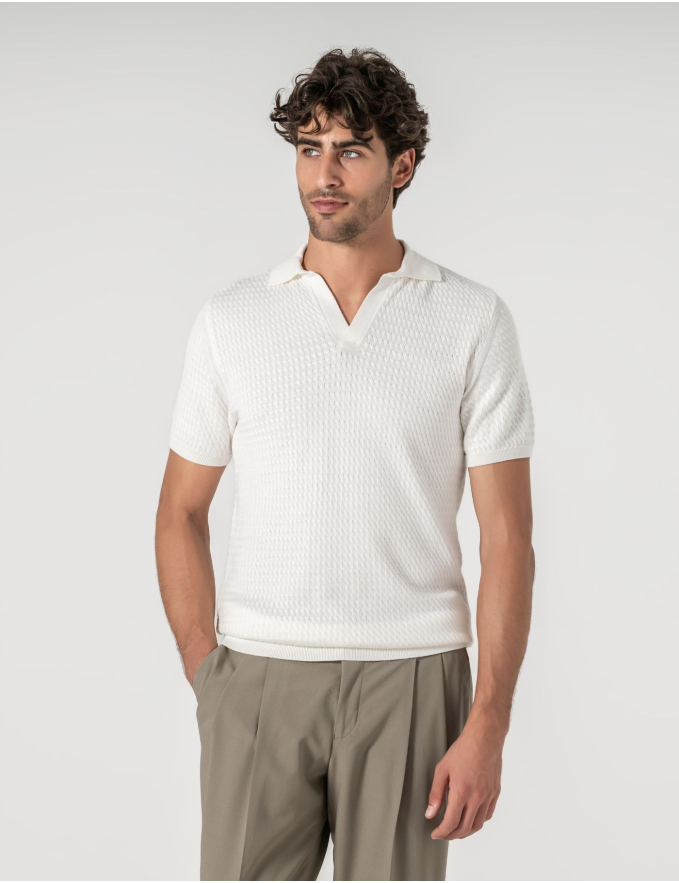 POLO S/ BOTÕES ESTRUTURADO BRANCO